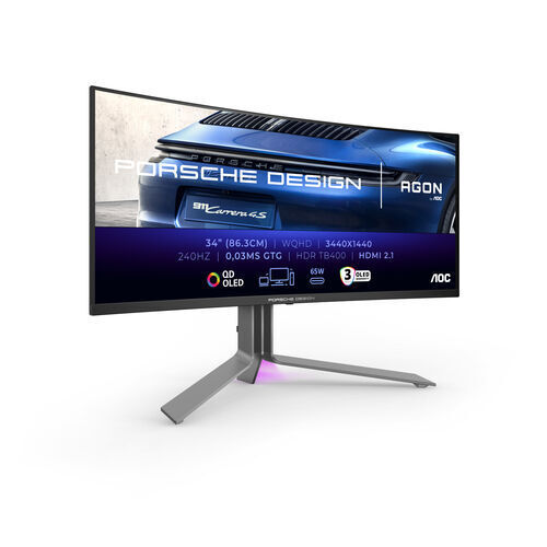 AOC Porsche computer monitor 34 Inch 3440 x 1440 Zwart PD34